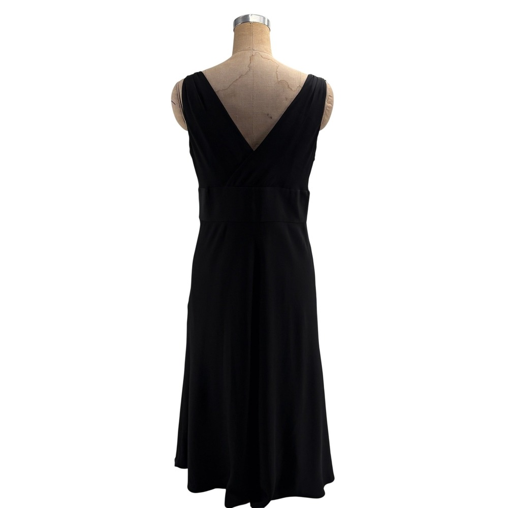 J.Crew Black 100% Silk V-Neck Sleeveless Midi Fit & Flare Cocktail Dress Size 10